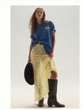 By Anthropologie Sheer Lace Maxi Skirt